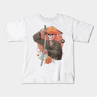 Samurai Skull - Floral Sword Death Gift Kids T-Shirt